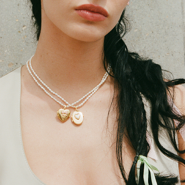 Heart Locket Knitted Pearl Necklace – Wilhelmina Garcia