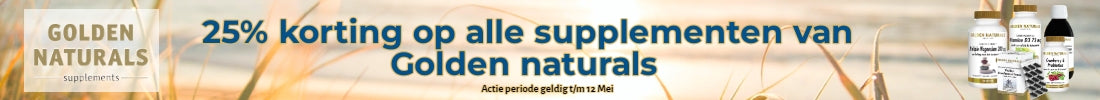 Banner 25% korting Golden Naturals producten