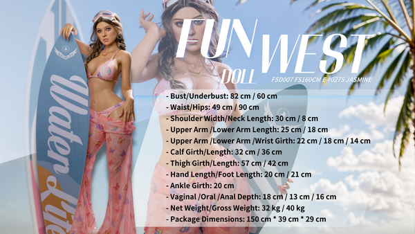Jasmine is an extremely realistic curvy silicone- doll from the brand FunWest Doll. A 166 cm tall sex doll with charming appearance, big butt and big breasts (E-cup). FunWest Doll is a well-established manufacturer of realistic dolls and their silicone dolls truly world class.