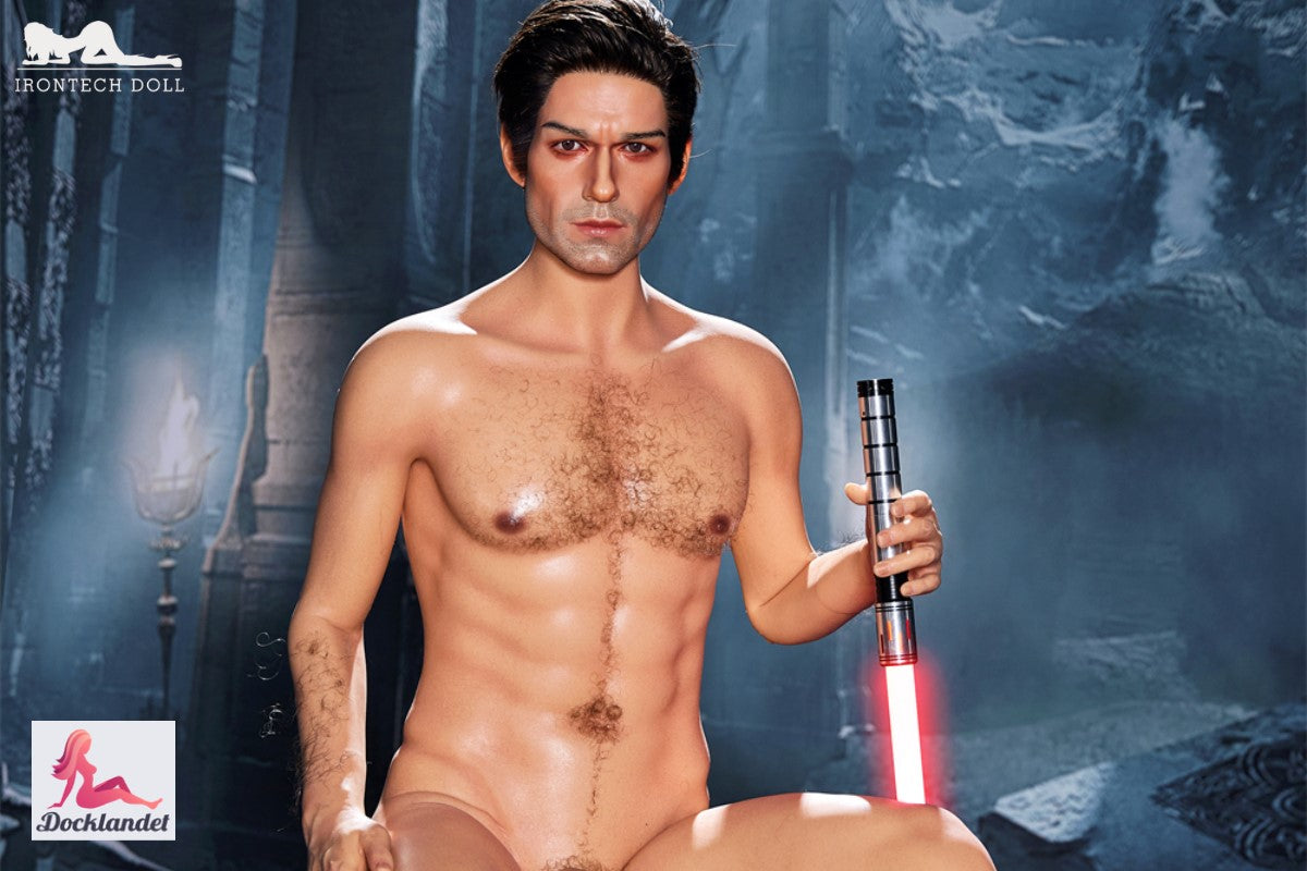 Luke Silicone Irontech Doll 170 cm. Male sex doll inspired by Star Wars. Dark hair with red light saber. Star Wars Sex Doll Luke Skywalker Irontech Doll Silicone 170 cm