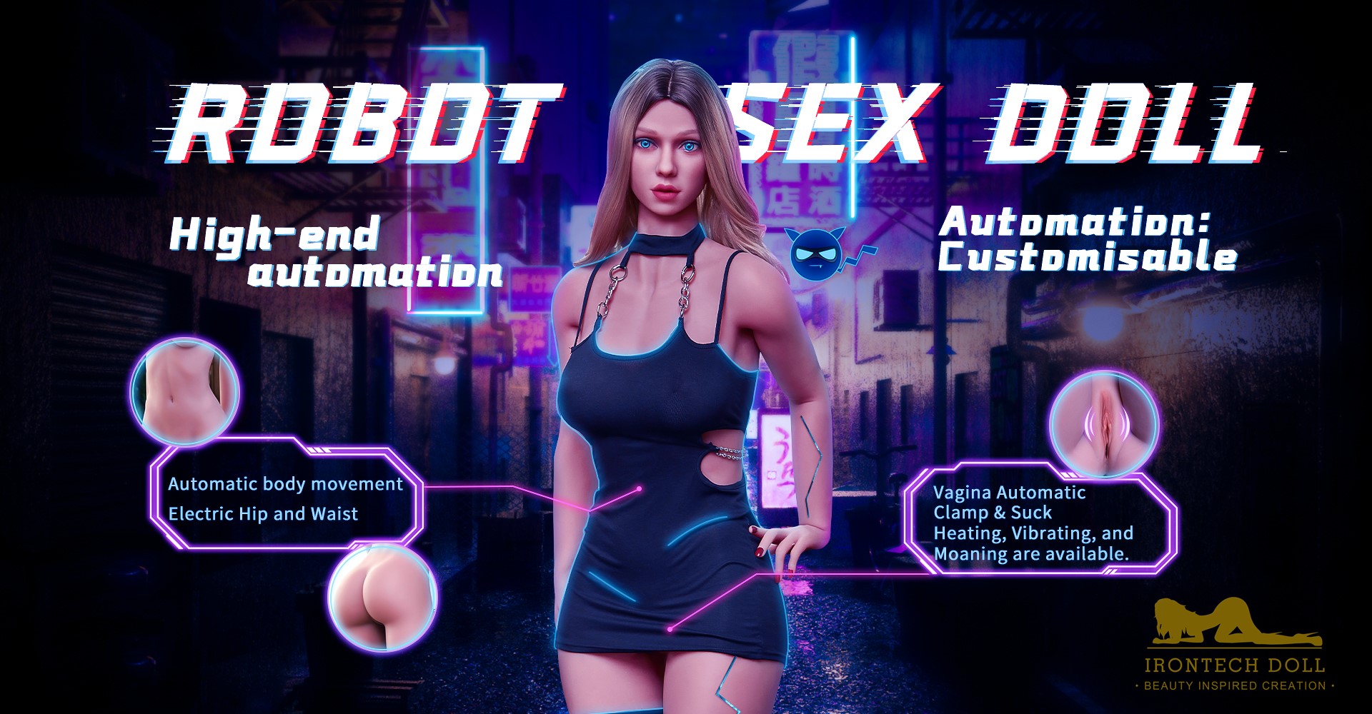 robot Sexpuppe von Irontech doll. Aktualisieren Sie Ihre TPE -Puppe auf a robot-Sex -Puppe mit diesen neuen Funktionen!