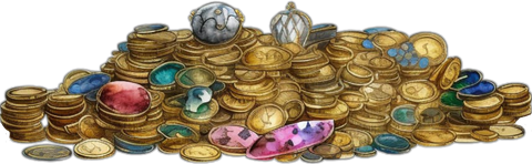 A watercolor image of some hard earned gold and treasure
