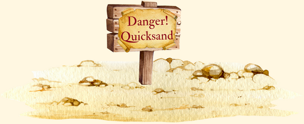 Environmental hazards can be as dangerous as a trap Image of quicksand with warning sign for adventurers dnd 5e