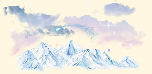A mountain with stars above it to indicate inspiration, adventure and that as the dungeon master of your own D&D campaign, the sky is the limit!