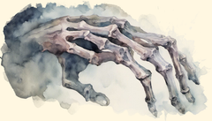 A watercolor painting of a ghostly skeletal hand illustrating the chill touch cantrip