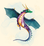 Challenge Ratings in D&D, a watercolor image of a dragon flying above the party's heads about to breath happy fire down on them