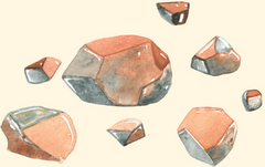 some gemstones of different sizes representing spell components