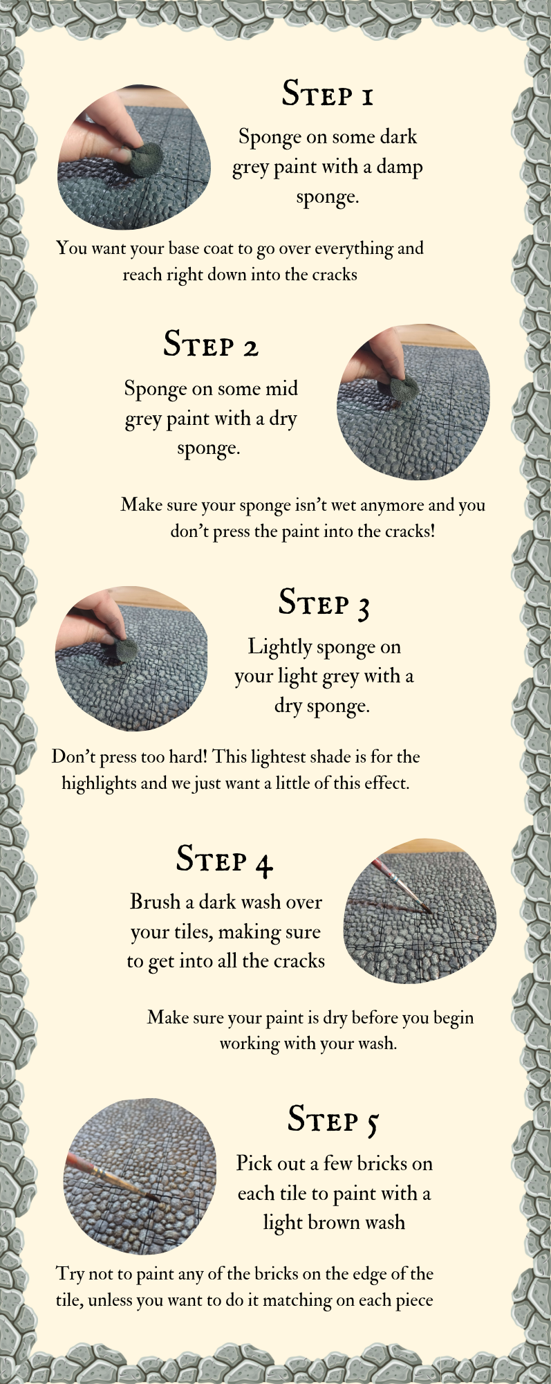 How to paint dungeon tiles, painting terrain in cobblestone effect