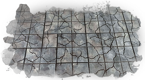 A closer look at some cracked stone terrain showing the texture from the sponge and different mottled colours to give the stone a more natural look.