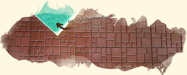 Your favourite magnetic modular dungeon tiles primed brown with a dish sponge sat on top. Painting Guide