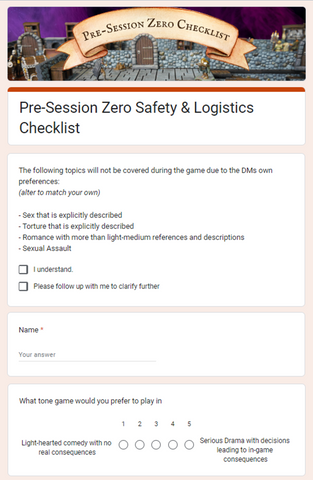 RPG safety and consent checklist preview of the form