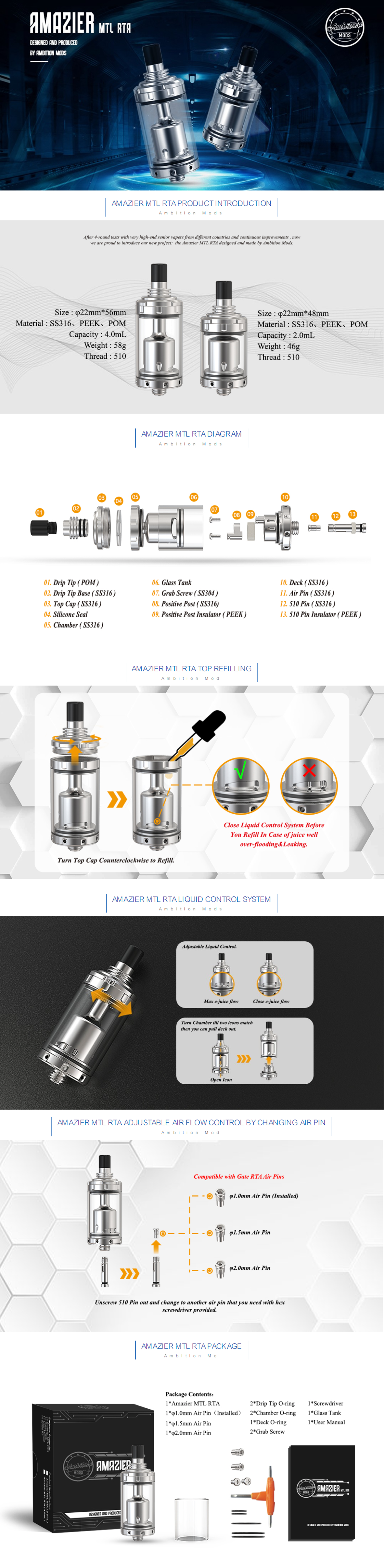 Ambition Mods Amazier MTL RTA - ECIGONE