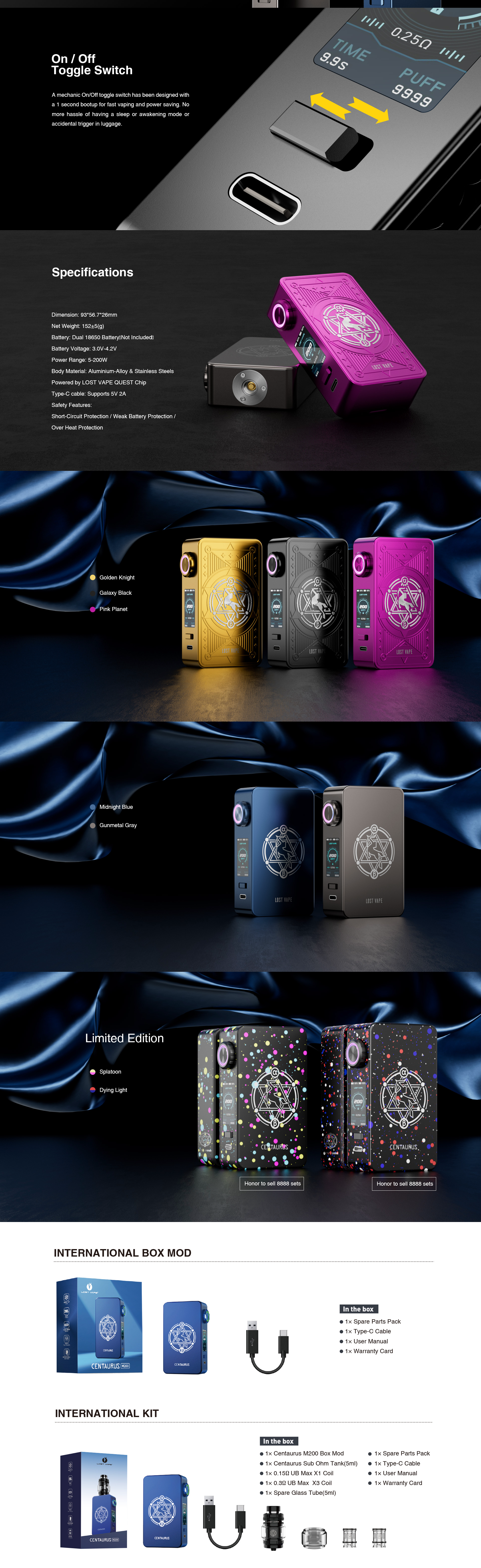 Lost Vape Centaurus M200 Box Mod *LIMITED EDITION* - ECIGONE