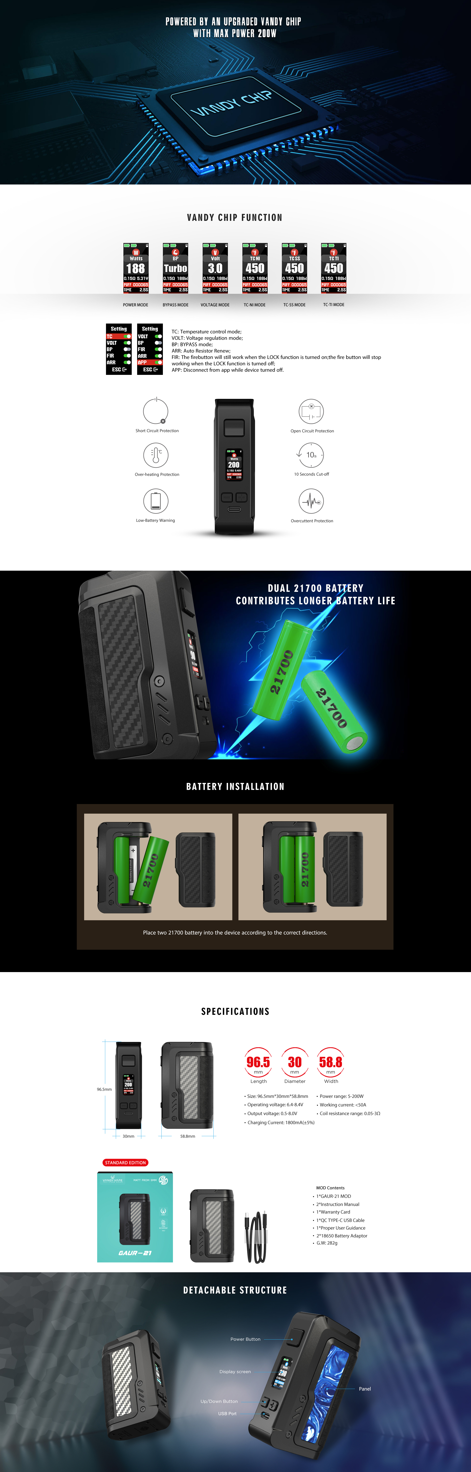 Vandy Vape GAUR-21 BOX MOD - ECIGONE