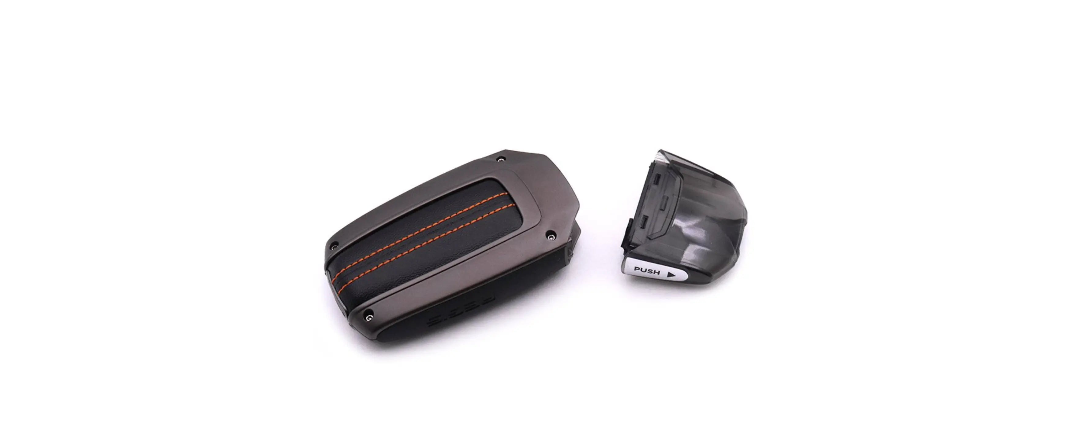 Geekvape Aegis Pod Cartridge: A durable, push-to-fit pod cartridge with a transparent, dark-tinted design, shown separated from the Aegis pod device