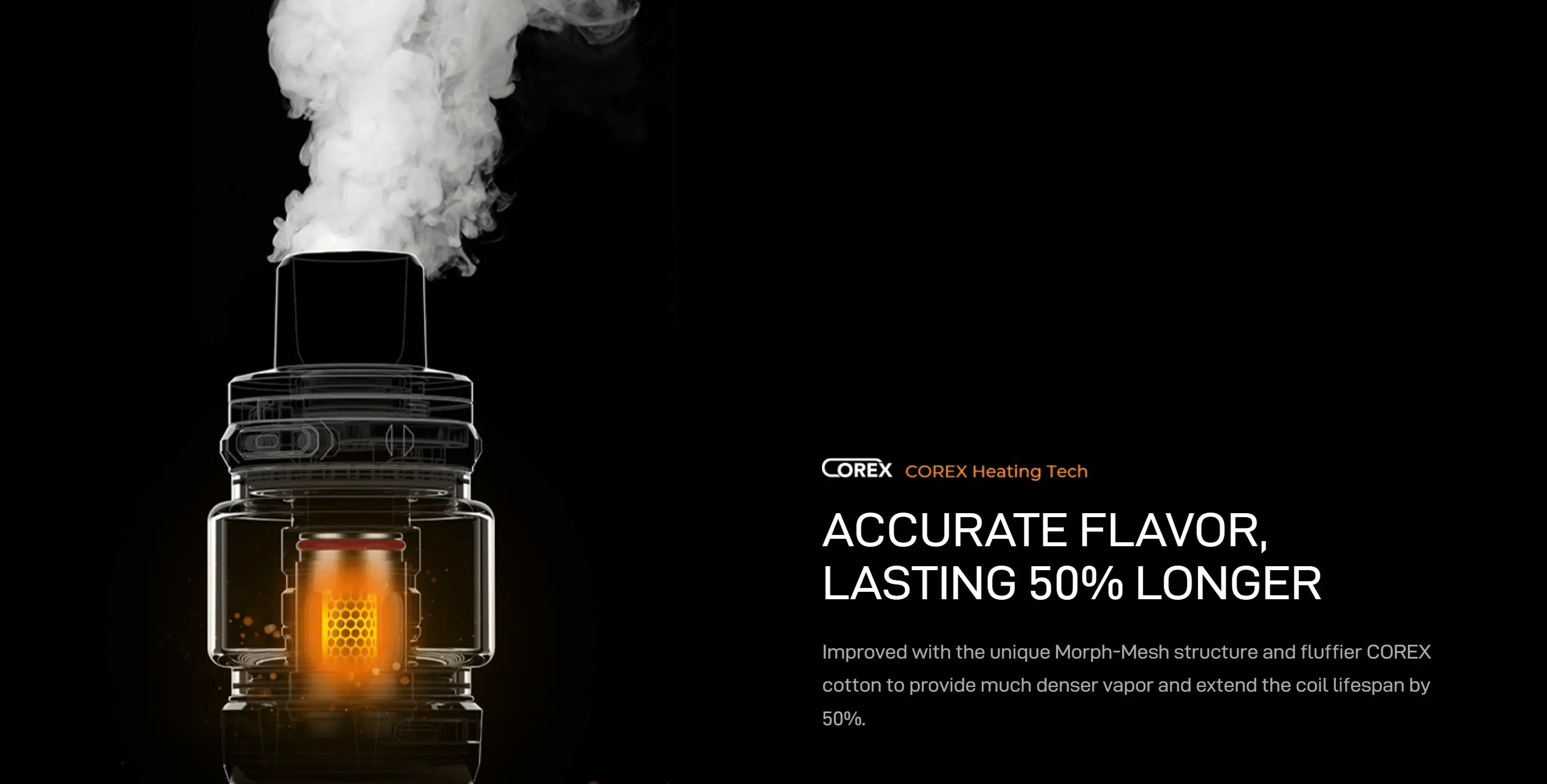 Vaporesso iTank 2 with visible a GTi mesh coil illustrating the COREX heating tech for accurate flavour and 50% longer lifespan