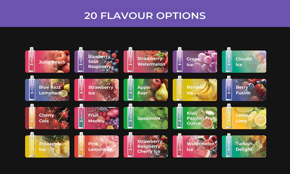 Lost Mary Pro Max 7000 Disposable Vape showcasing 20 flavour options