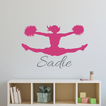 Load image into Gallery viewer, Personalized Name and Cheerleader Silhouette Wall Decal