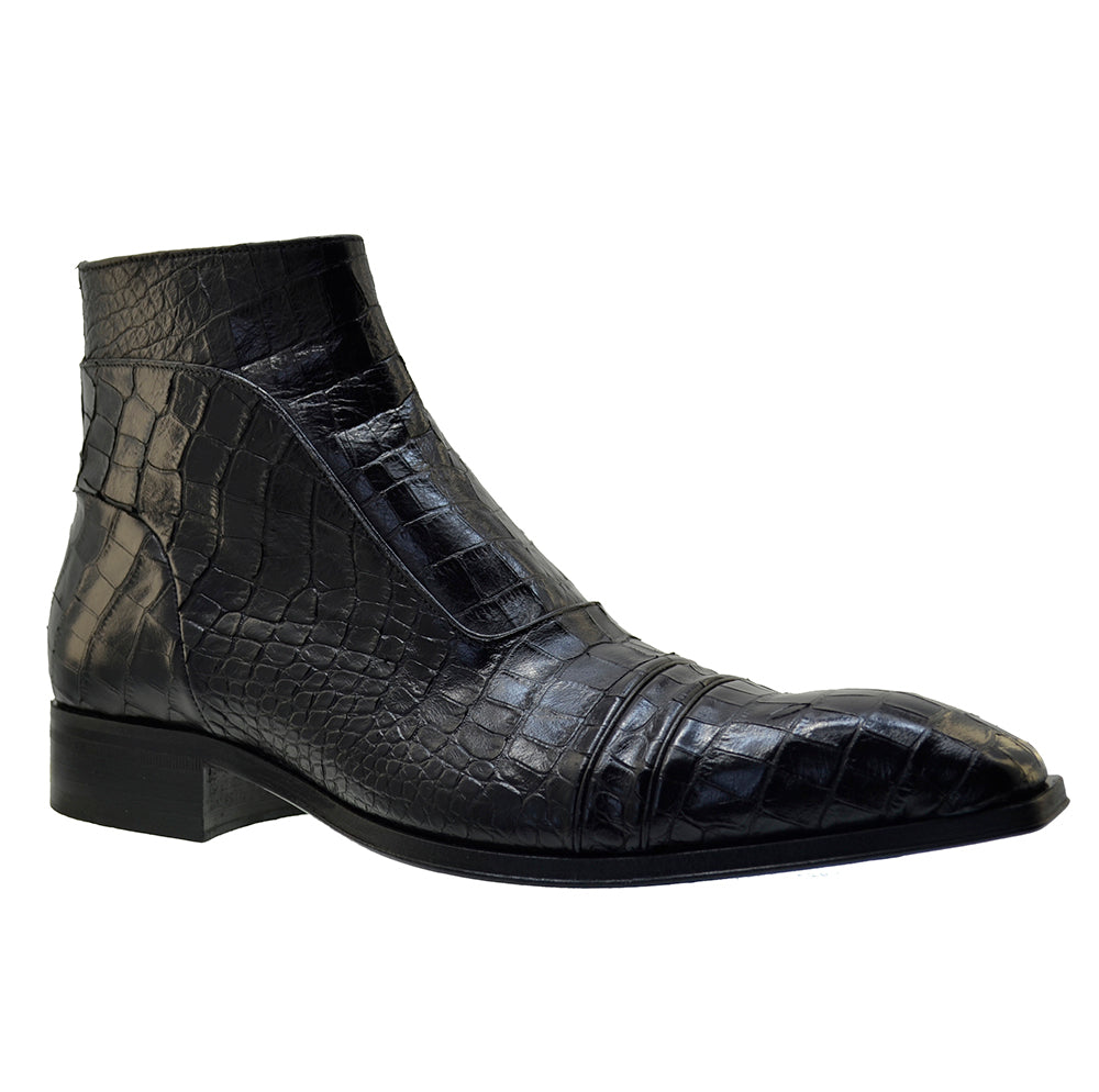 Italian Men's Shoes Jo Ghost 3239CR Black Calfskin Print crocodile Dre ...