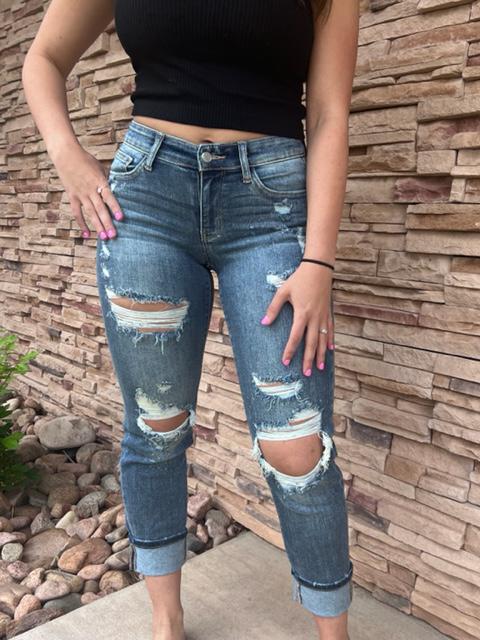 LUCKY CHARMS} Judy Blue Mid-Rise Paint Splatter Boyfriend Jeans