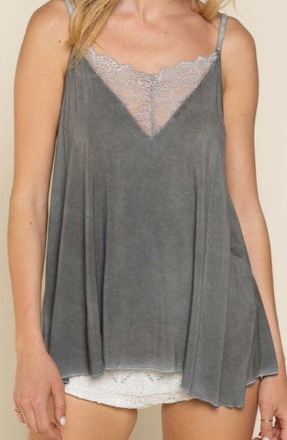 silver lace camisole top