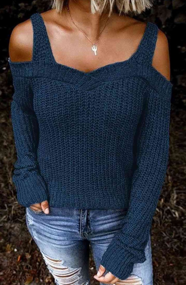 aantrekken Spotlijster gans Jolene Long Sleeve Cold Shoulder Sweater - Online Only - Sparkles & Lace  Boutique