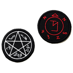 Supernatural Patches, combo - Devil&#39;s Trap and Angel Sigil patches -  Iron on patch, sew on, 2 inches diameter