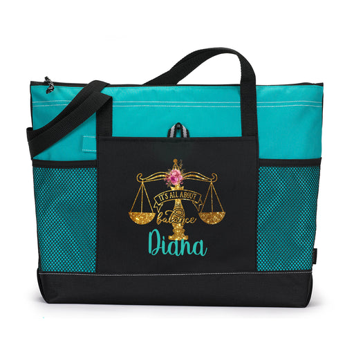 It's All About Balance Legal Personalized Printed Tote Bag with Mesh Pockets - Simply Custom Life