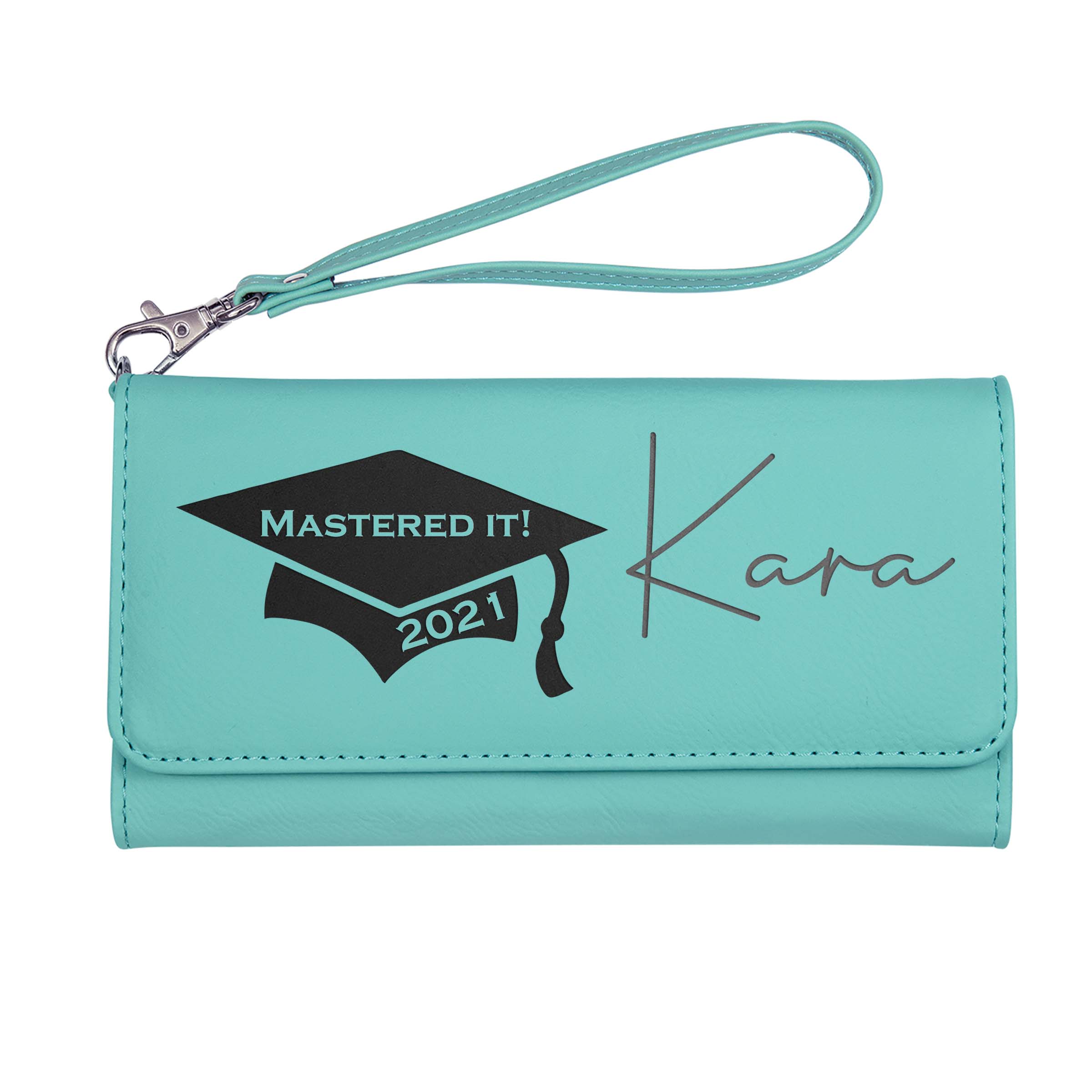 Mastered It Graduation Leatherette Wallet / Wristlet with Wrist Strap, RFID Protection, Gift for New