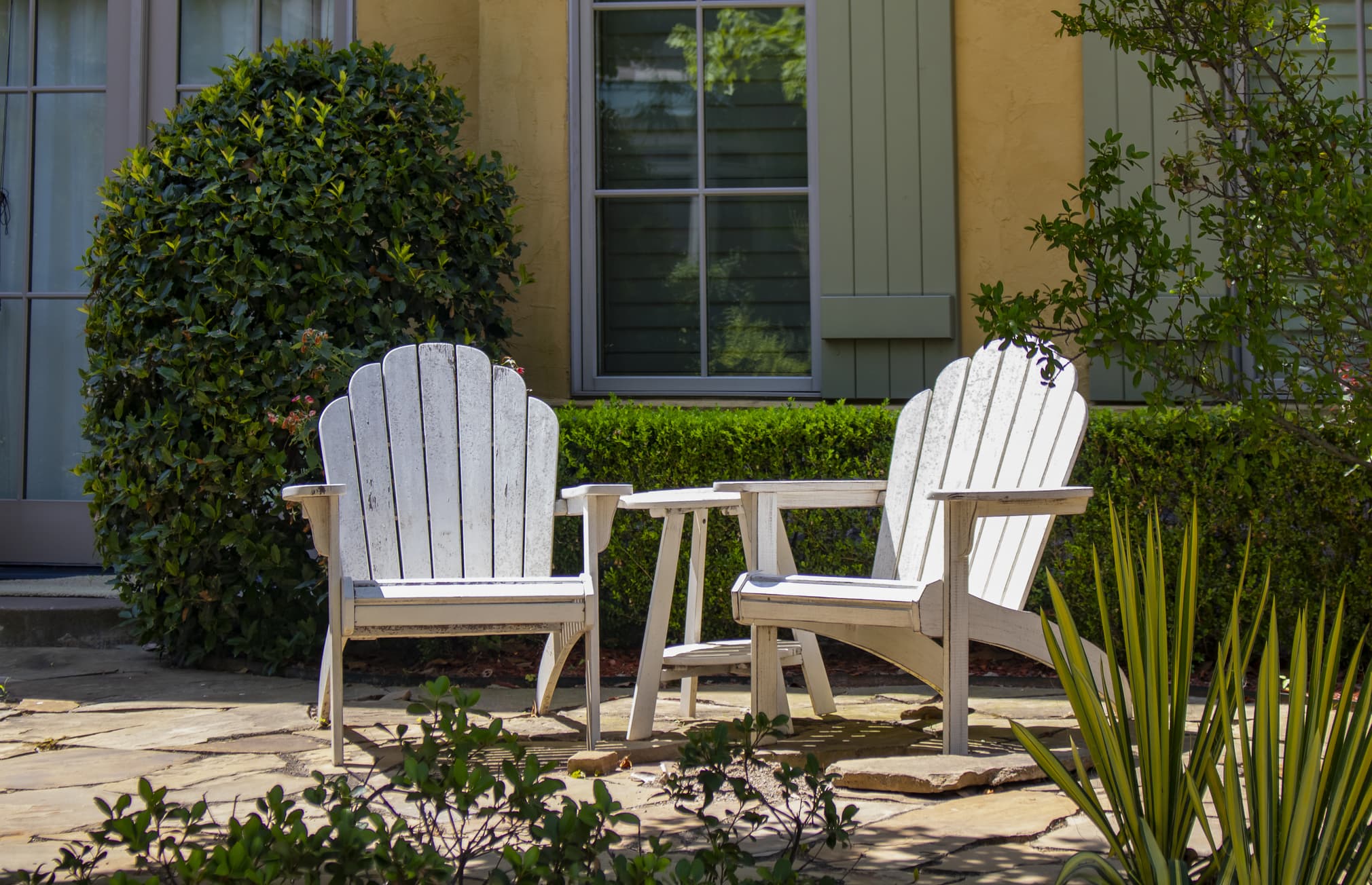 Wooden outdoor adirondack chairs