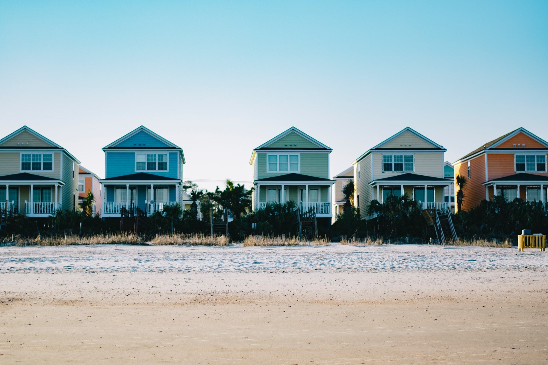 Beach houses in a row