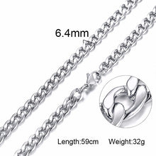 Load image into Gallery viewer, silver color Gold Color Solid Necklace Curb Chains Link Men Choker Stainless Steel Male Female Accessories Fashion