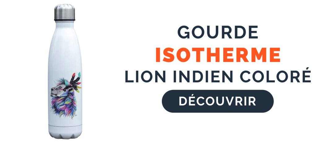 Gourde Isotherme Lion Indien Coloré