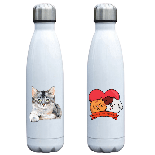 gourde en acier inoxydable motif chat