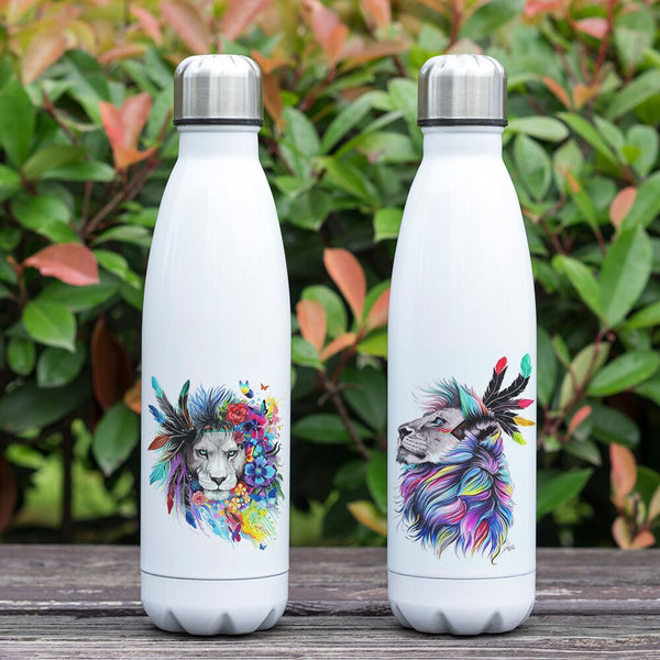 2 bouteilles isothermes au motif lion coloré