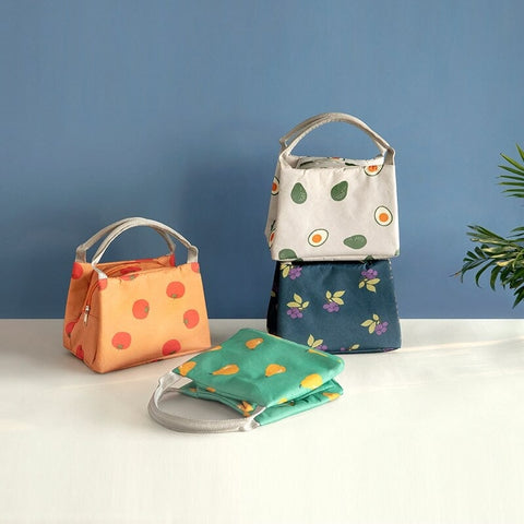 quatre modeles sac isotherme repas motif fruits