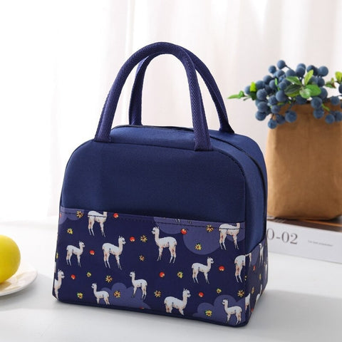 sac isotherme pour repas bleu motif alpagas