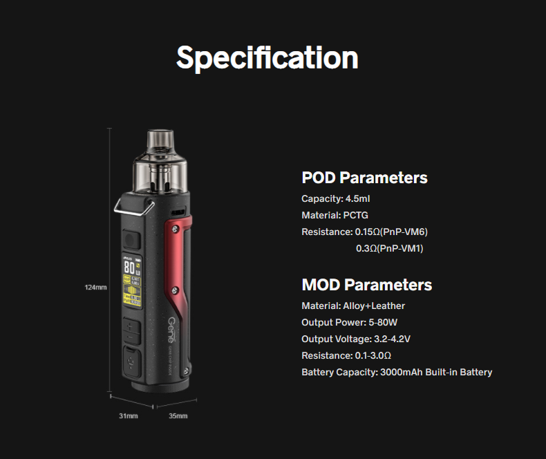 VooPoo Argus Pro Specifications