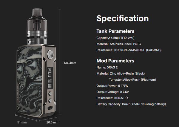 Drag 2 Refresh Specifications