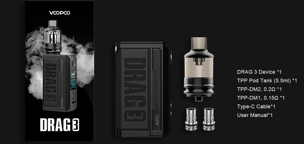 VOOPOO DRAG 3 TPP-X KIT SPECIFICATIONS