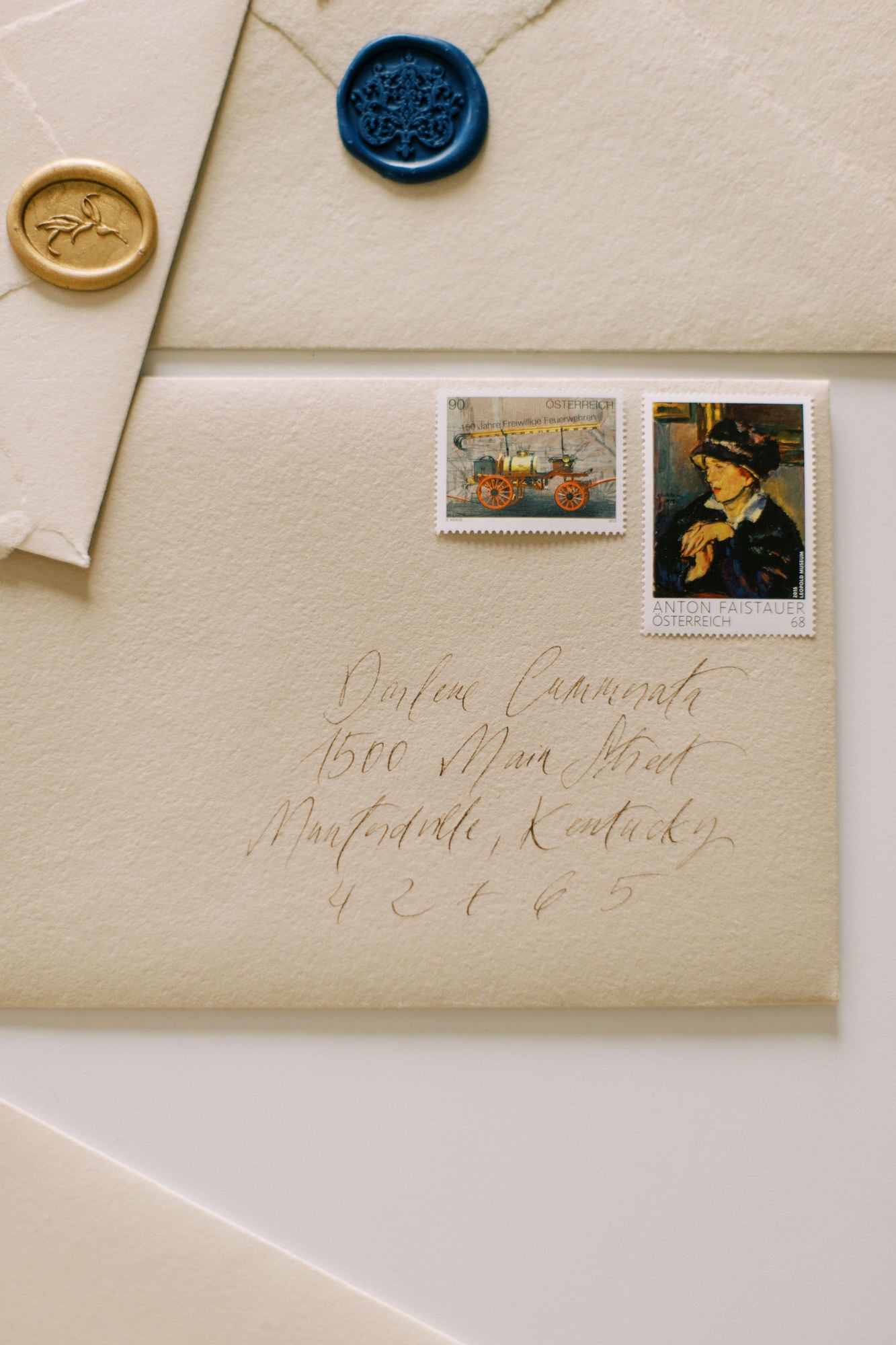 Embrace the art of thoughtful correspondence by selecting hand-canceling postage to protect your delicate handmade paper.