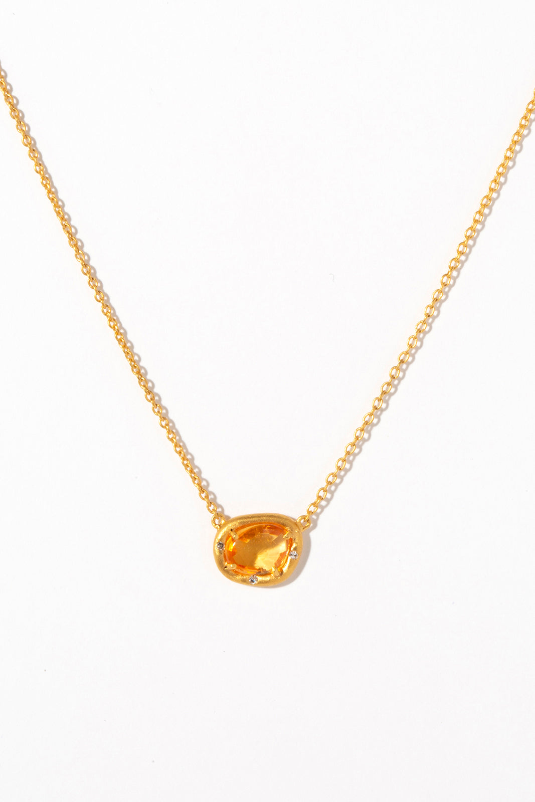 K18】SOUL SPRING NECKLACE Non-heated Yellow sapphire, Diamond