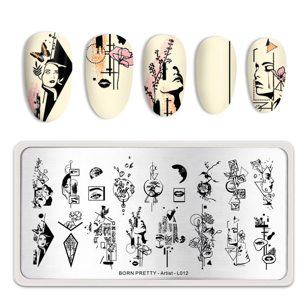 BORN PRETTY Nail Art Stamping Plate - ARTIST L012 | Venus Nail Art Supplies Australia