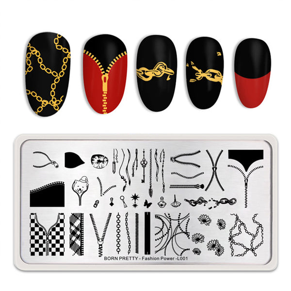 BORN PRETTY Nail Art Stamping Plate - FASHION POWER L001 | Venus Nail Art Supplies Australia