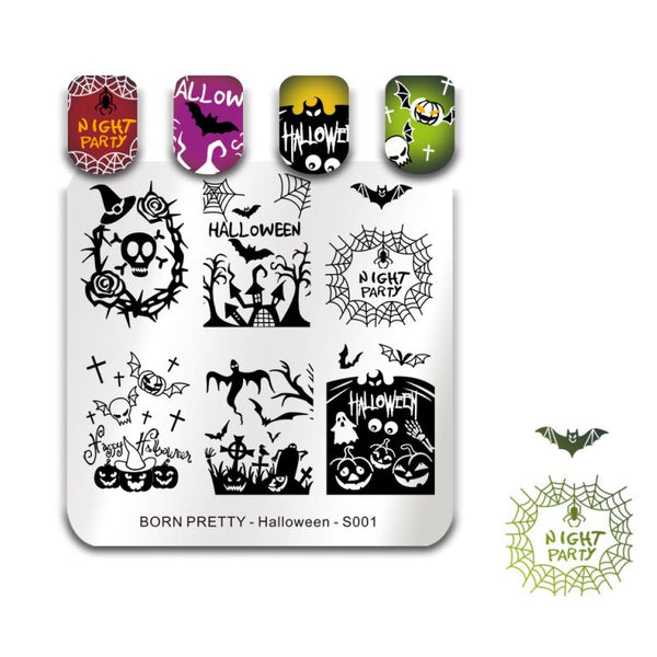 BORN PRETTY Nail Art Stamping Plate - HALLOWEEN S001 | Venus Nail Art Supplies Australia