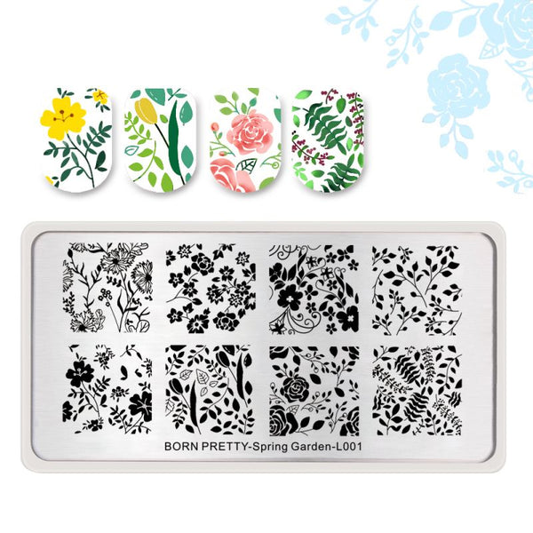 BORN PRETTY Nail Art Stamping Plate - SPRING GARDEN L001 | Venus Nail Art Supplies Australia