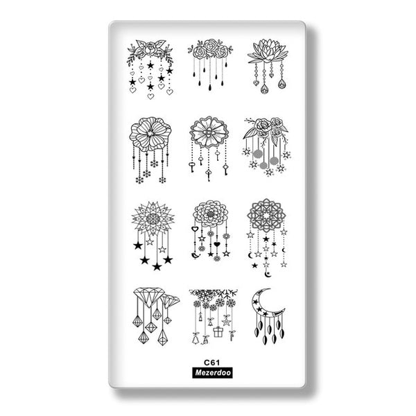Mezerdoo Nail Art Stamping Plate C61 - DreamCatchers | Venus Nail Art Supplies Australia