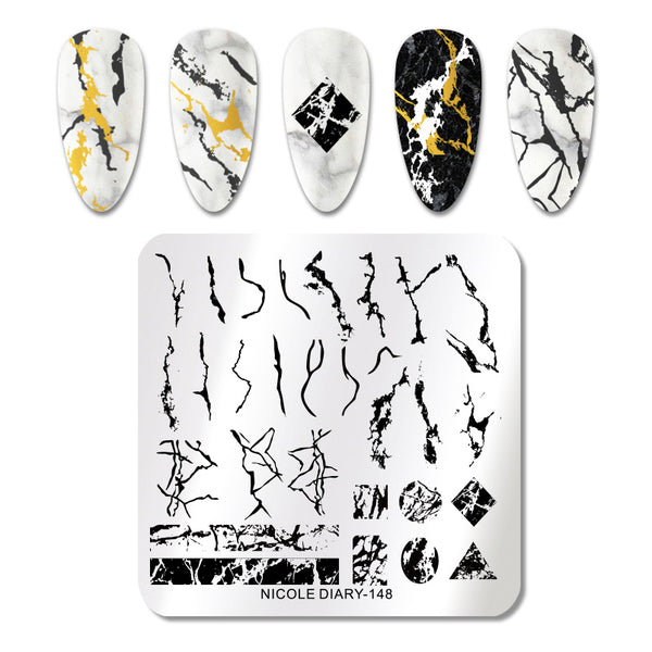NICOLE DIARY Nail Art Stamping Plate - 148 Marble | Venus Nail Art Supplies Australia