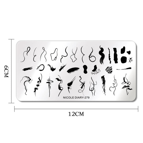 NICOLE DIARY Designer Stamping Plate - 279 Smudges & Lines | Venus Nail Art Supplies Australia