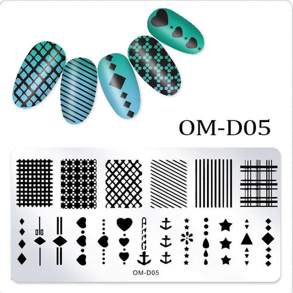 #OM-D05 Stamping Plate - GEO SHAPES & PATTERNS #1 | Venus Nail Art Supplies Australia